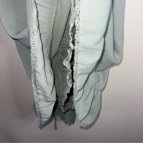 Urban Outfitters Dress Sage Green Mini Vneck Tie Back Size Large - Picture 9 of 11